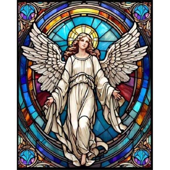 New Angel Stained Glass Plush Throw Blanket Gift Angelic Spiritual Religious NIP - Picture 1 of 5